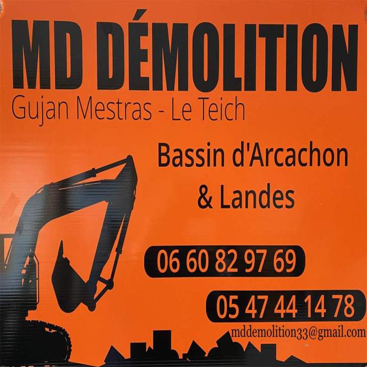 ALM Piscines est partenaire de MD DEMOLITION, spécialiste des travaux de démolition sur les Landes et le Bassin d'Arcachon